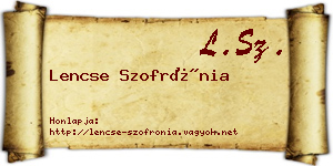 Lencse Szofrónia névjegykártya